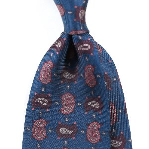 Small Paisley Silk Necktie_Prussian Blue