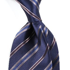Elegant Regimental Silk Necktie_Navy Blue
