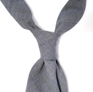 Medium Gray&amp;Blue Gleckcheck Wool Tie