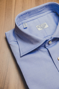 Wide-Collar ; Skyblue Pin-point Oxford