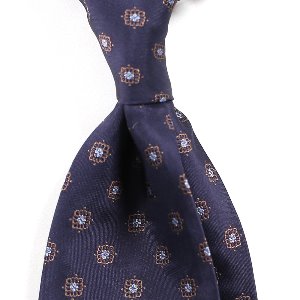 Classical Pattern Silk Necktie_Navy&amp;Brown